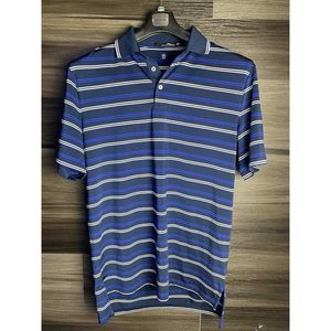 RLX Ralph‎ Lauren sz MEDIUM Mens Golf Short Sleeve Blue Black striped